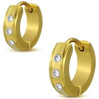 BUNGSA Creolen-Set Creolen Multikristall mit abgesetzten Rändern gold aus Edelstahl für (1 Paar (2 Stück), 2-tlg), Ohrschmuck Ohrringe von BUNGSA