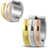 BUNGSA Creolen-Set Creolen Tricolor Silber aus Edelstahl Unisex (1 Paar (2 Stück), 2-tlg), Ohrschmuck Ohrringe von BUNGSA