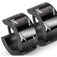 BUNGSA Creolen-Set Creolen schwarz mit gelasertem Dia-Cut Design aus Edelstahl Unisex (1 Paar (2 Stück), 2-tlg), Ohrschmuck Ohrringe von BUNGSA
