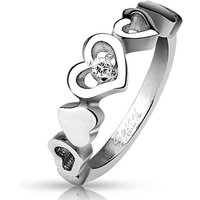 BUNGSA Fingerring 49 (15.6) Ring 5 Herzen Liebe Love mit Kristall silber aus Edelstahl (Ring) von BUNGSA