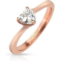 BUNGSA Fingerring 49 (15.6) Rosegoldener Ring mit gefasstem Kristall Herzform für Damen (Ring, 1-tlg), Damen Herren von BUNGSA