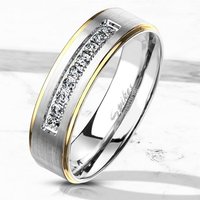 BUNGSA Fingerring Kristallring mattsilber mit goldenen Außenringen aus Edelstahl (Ring, 1-tlg), Frauen Mädchen von BUNGSA