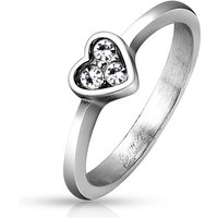BUNGSA Fingerring Ring Herz & Kristall Silber aus Edelstahl Damen (Ring, 1-tlg), Damen Herren von BUNGSA