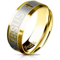 BUNGSA Fingerring Ring Kreuz & Jesus Gold aus Edelstahl Unisex (Ring, 1-tlg), Damen Herren von BUNGSA