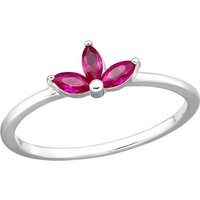 BUNGSA Fingerring Ring Kristallblüte pink aus 925 Silber Damen (Ring, 1-tlg), Frauen Mädchen von BUNGSA