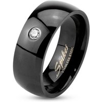 BUNGSA Fingerring Ring Kristalle klassisch Schwarz aus Edelstahl Unisex (Ring, 1-tlg), Damen Herren von BUNGSA