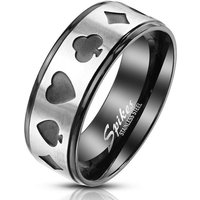 BUNGSA Fingerring Ring Poker Karten Silber/Schwarz aus Edelstahl Unisex (1 Ring, 1-tlg), Damen Herren von BUNGSA