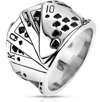 BUNGSA Fingerring Ring Royal Straight Flush breit Silber aus Edelstahl Herren (1 Ring) von BUNGSA