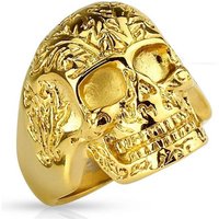 BUNGSA Fingerring Ring Totenkopf massiv Gold aus Edelstahl Herren (Ring, 1-tlg), Damen Herren von BUNGSA