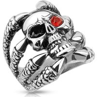 BUNGSA Fingerring Ring Totenkopf mit Klauen Silber aus Edelstahl Herren (Ring, 1-tlg), Männer Biker von BUNGSA