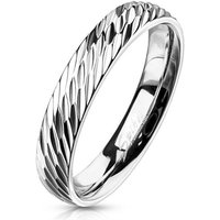 BUNGSA Fingerring Ring diagonaler Diamant Cut Silber aus Edelstahl Unisex (Ring, 1-tlg), Damen Herren von BUNGSA