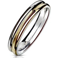 BUNGSA Fingerring Ring doppelreihig zweifarbig gold/silber aus Edelstahl Unisex (Ring, 1-tlg), Damen Herren von BUNGSA