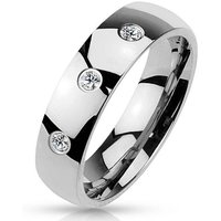 BUNGSA Fingerring Ring drei gefasste Kristalle Silber aus Edelstahl Unisex (Ring, 1-tlg), Frauen Mädchen von BUNGSA