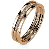 BUNGSA Fingerring Ring dreireihig mit Kristallreihe rosegold aus Edelstahl Damen (Ring) von BUNGSA