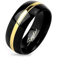 BUNGSA Fingerring Ring mit Goldlinie Schwarz aus Titan Unisex (Ring, 1-tlg), Damen Herren von BUNGSA