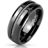 BUNGSA Fingerring Ring mit Kabel Mittelring Schwarz aus Edelstahl Herren (Ring, 1-tlg), Damen Herren von BUNGSA