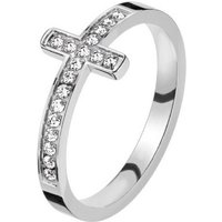 BUNGSA Fingerring Ring mit Kristallkreuz silber aus Edelstahl Damen (Ring, 1-tlg), Frauen Mädchen von BUNGSA