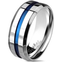 BUNGSA Fingerring Ring mit blauem Streifen und abgeschrägten Kanten Silber aus Edelstahl (Ring, 1-tlg), Männer von BUNGSA