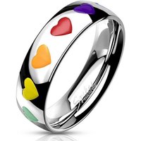 BUNGSA Fingerring Ring mit bunten Herzen Silber aus Edelstahl Damen (Ring, 1-tlg), Damen Herren von BUNGSA