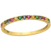 BUNGSA Fingerring Ring mit bunten Kristallen gold aus 925 Silber Damen (Ring, 1-tlg), Frauen Mädchen von BUNGSA