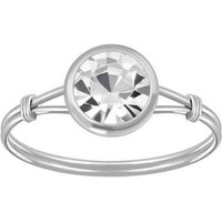 BUNGSA Fingerring Ring mit rundem Kristall aus 925 Silber Damen (Ring, 1-tlg), Frauen Mädchen von BUNGSA