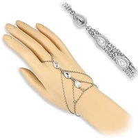 BUNGSA Fußkette und Zehenring Set Handkette Tränen Silber aus Messing Damen (1-tlg), Fingerkette Damen von BUNGSA