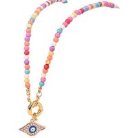 BUNGSA Goldkette Kette Choker Perlen pastell/goldfarben Evil Eye Messing Damen (1-tlg), Halskette Necklace von BUNGSA