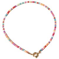 BUNGSA Goldkette Kette Choker Perlen pastell/goldfarben aus Messing Damen (1-tlg), Halskette Necklace von BUNGSA