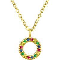 BUNGSA Goldkette Kette Kreis mit bunten Kristallen goldfarben aus 925 Silber Damen (1-tlg), Halskette Necklace von BUNGSA