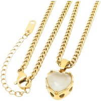 BUNGSA Goldkette Kette mit Kristallherz verschiedene Farben gold aus Edelstahl Damen (1-tlg), Halskette Necklace von BUNGSA