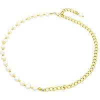 BUNGSA Goldkette Mixkette Perlen und Kettenglieder goldfarben aus Edelstahl Unisex (1-tlg), Halskette Necklace von BUNGSA