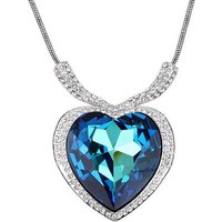 BUNGSA Kette mit Anhänger Kette Blue Heart Silber Messing für Damen (1-tlg., inkl. Schmuckbeutel aus Organza), Halskette Necklace von BUNGSA