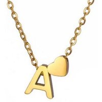 BUNGSA Ketten-Set Buchstaben-Kette A-Z mit Herz gold aus Edelstahl Damen (1-tlg), Halskette Necklace von BUNGSA