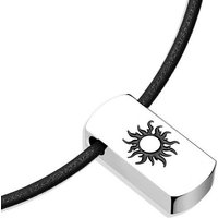 BUNGSA Ketten-Set Halskette schwarz mit silbernem Edelstahl-Anhänger Unisex (1-tlg), Halskette Necklace von BUNGSA