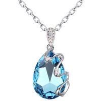 BUNGSA Ketten-Set Kette Blue Drop Silber aus Messing Damen (1-tlg), Halskette Necklace von BUNGSA