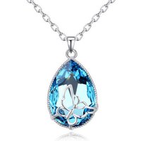 BUNGSA Ketten-Set Kette Blue Drop Silber aus Messing für Damen (1-tlg), Halskette Necklace von BUNGSA