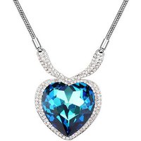 BUNGSA Ketten-Set Kette Blue Heart Silber aus Messing Damen (1-tlg), Halskette Necklace von BUNGSA