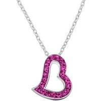 BUNGSA Ketten-Set Kette Kristallherz Fuchsia aus 925 Silber Damen (1-tlg), Halskette Necklace von BUNGSA