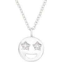 BUNGSA Ketten-Set Kette Smiley mit Kristall Sternen aus 925 Silber Damen (1-tlg), Halskette Necklace von BUNGSA