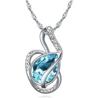 BUNGSA Ketten-Set Kette Teardrop blau Silber aus Messing Damen (1-tlg), Halskette Necklace von BUNGSA