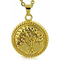 BUNGSA Kettenanhänger Anhänger Lebensbaum Gold aus Edelstahl Unisex (1-tlg., inkl. Schmuckbeutel aus Organza), Pendant Halsketten von BUNGSA