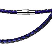 BUNGSA Lederband Kette gewebt Blau/Schwarz aus Leder Unisex (1-tlg), Halskette Necklace von BUNGSA