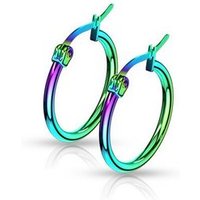 BUNGSA Ohrring-Set Creolen Klassisch schmal Regenbogenfarben aus Edelstahl Damen (10mm - (1 Paar (2 Stück), 2-tlg), Ohrschmuck Ohrringe von BUNGSA