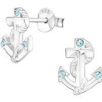 BUNGSA Ohrring-Set Ohrstecker Anker mit türkisem Kristall aus 925 Silber für Damen (1 Paar (2 Stück), 2-tlg), Ohrschmuck Ohrringe von BUNGSA