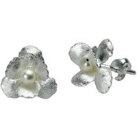 BUNGSA Ohrring-Set Ohrstecker Blüte mit Perle aus 925 Silber Damen (1 Paar (2 Stück), 2-tlg), Ohrschmuck Ohrringe von BUNGSA