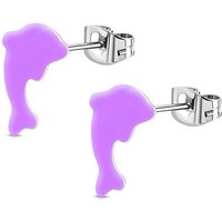 BUNGSA Ohrring-Set Ohrstecker Delfin Neon Silber aus Edelstahl Kinder (1 Paar (2 Stück), 2-tlg), Ohrschmuck Ohrringe von BUNGSA