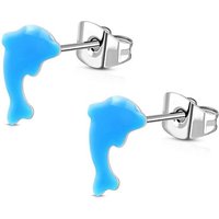 BUNGSA Ohrring-Set Ohrstecker Delfin Neon Silber aus Edelstahl Kinder (1 Paar (2 Stück), 2-tlg), Ohrschmuck Ohrringe von BUNGSA