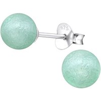 BUNGSA Ohrring-Set Ohrstecker Perlen lindgrün matt aus 925 Silber Damen (1 Paar (2 Stück), 2-tlg), Ohrschmuck Ohrringe von BUNGSA