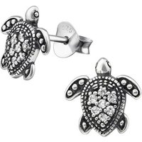 BUNGSA Ohrring-Set Ohrstecker Schildkröte mit 7 Kristallen aus 925 Silber (1 Paar (2 Stück), 2-tlg), Ohrschmuck Ohrringe von BUNGSA
