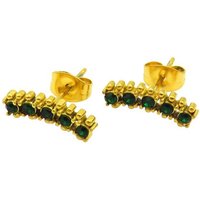 BUNGSA Ohrring-Set Ohrstecker goldfarben mit smaragdgrünen Kristallen aus Edelstahl Damen (1 Paar (2 Stück), 2-tlg), Ohrschmuck Ohrringe von BUNGSA